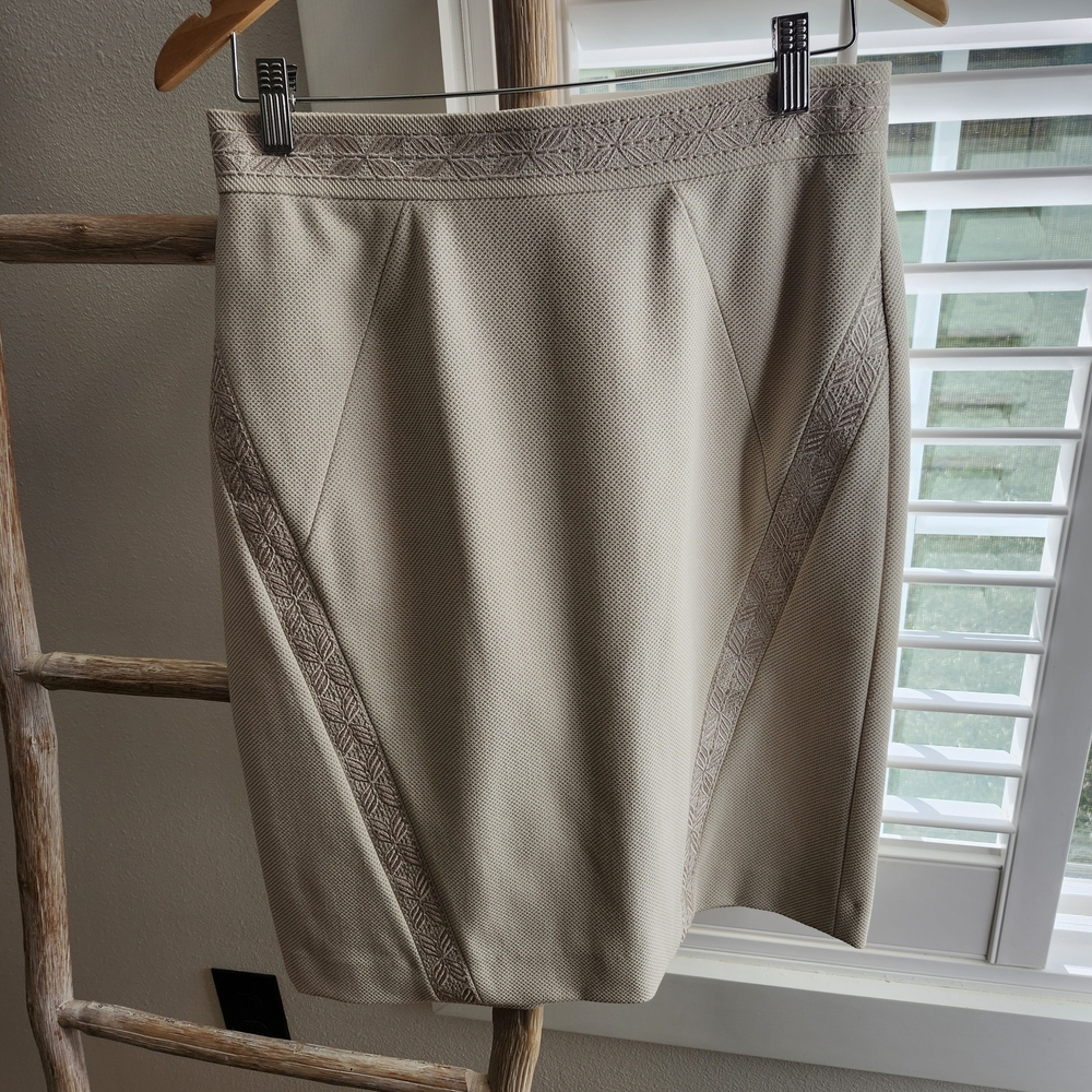 ANTONIO MELANI Beige Textured Pencil Skirt